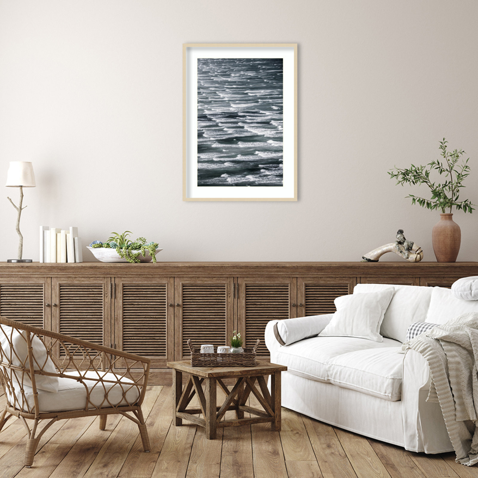 Daisey "Infinite Waves 02" Print, Brown Framed, 41" H x 30" W