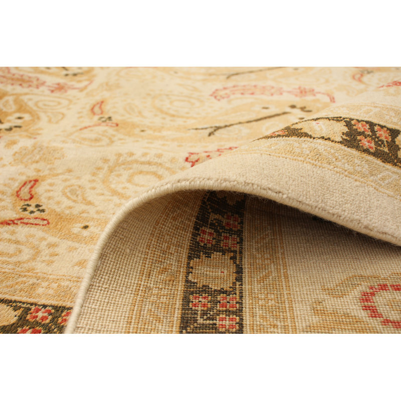 Tapis de surface en laine 9 pi 2 po x 12 pi 5 po à la main one-of-kind-noué la 2010 ushak crème Vorodan