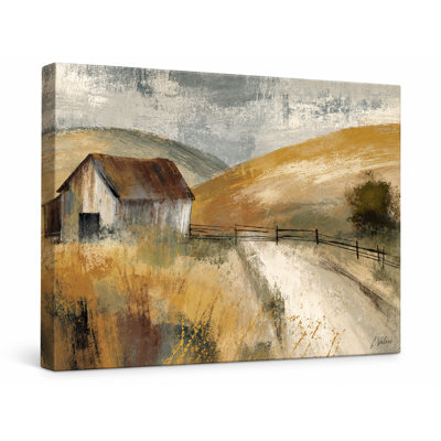 Quiet Barn Along the Country Road Wrapped Canvas Wall Art