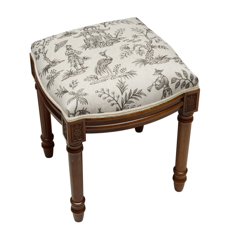 Tabouret de coiffeuse en lin gris Camiah, Noyers, Gris