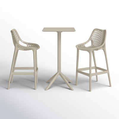 Asherton 23.6" W 2-Person Square Bar Height Dining Set with Foldable Table