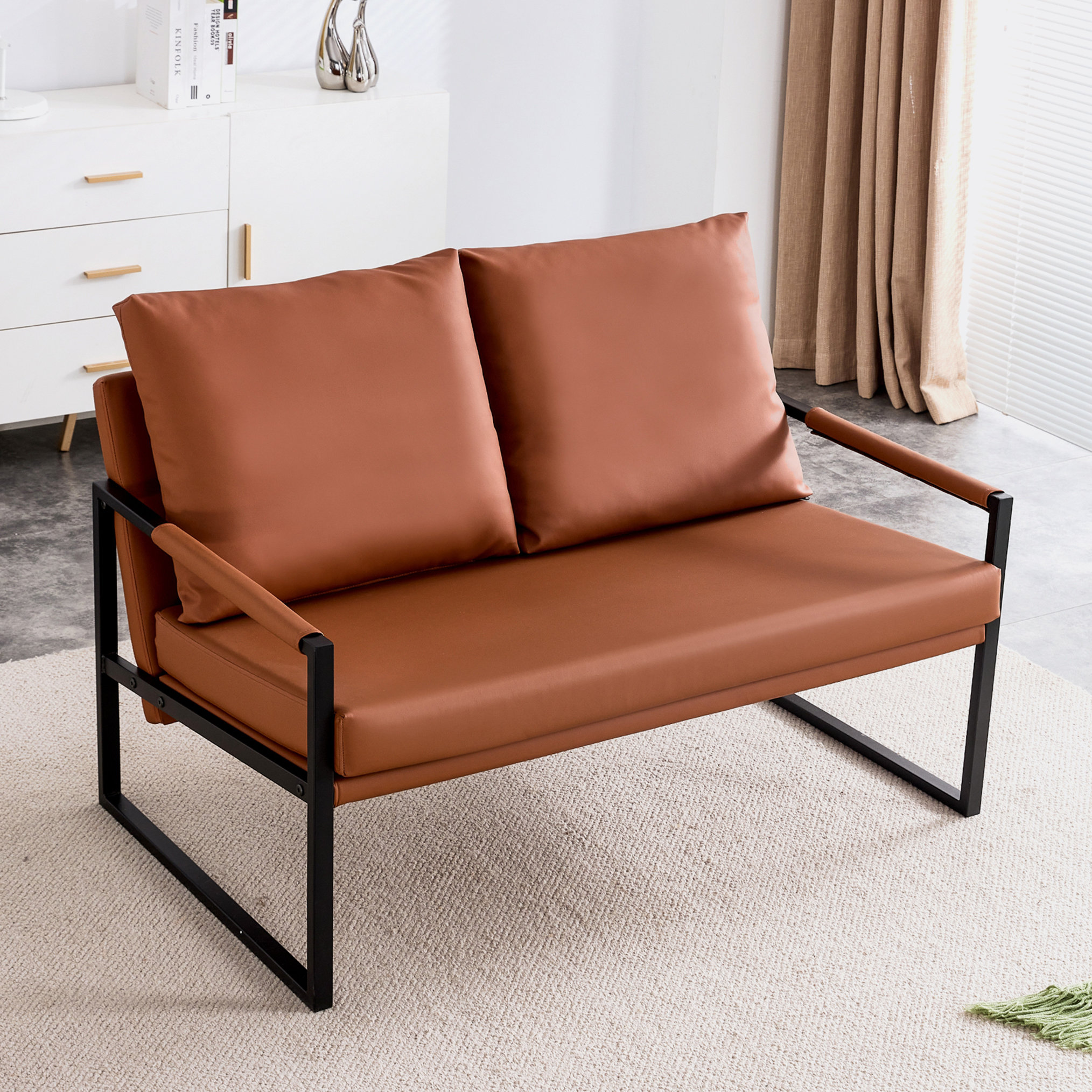 Ebern Designs Sahand 48'' Faux Leather Loveseat | Wayfair