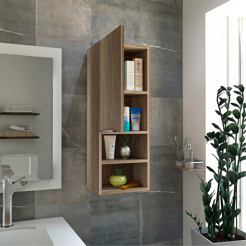 Bathroom Cabinet, Two Interior  Shelves, Two External Shelves, Single Door Cabinet -Pine, Pine
