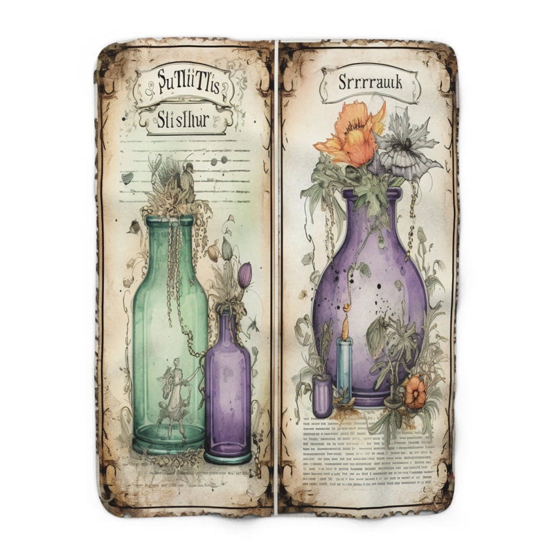 «Witch's Herbal Almanac» - couverture sherpa de qualité supérieure - reproduction d'art luxueuse, Lit simple