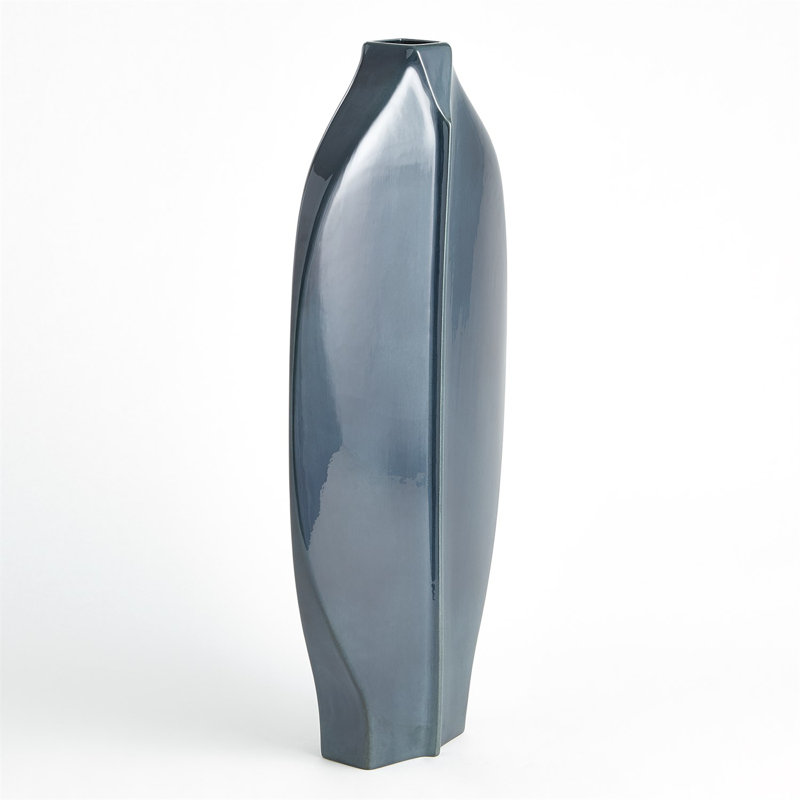 Center Ridge Vase-Blue, 27.25" H x 13" W x 4.5" D