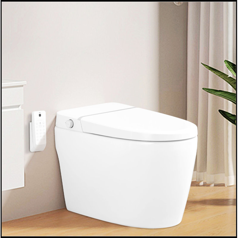 White Ceramic Smart Toilet Bidet Combo with Heated Seat and Remote Control
