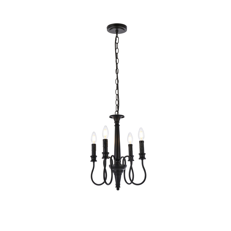 Aurianne Candle Style Traditional Chandelier, Black, 18.2" H x 17" W x 17" D