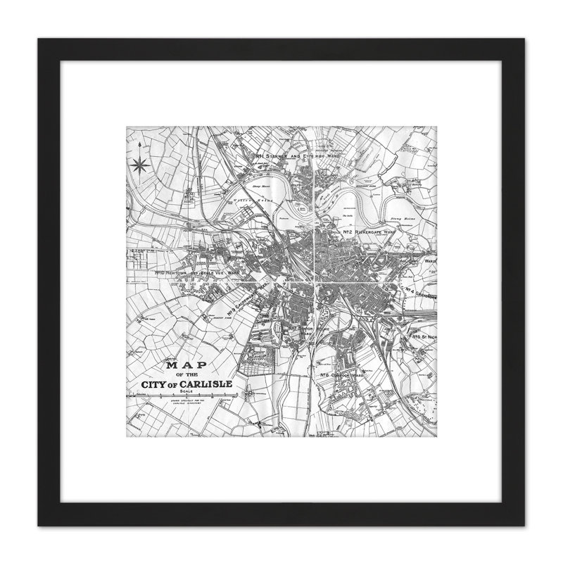 Map 1931 Carlisle City England Plan Chart 1 Piece Single Picture Frame Painting
