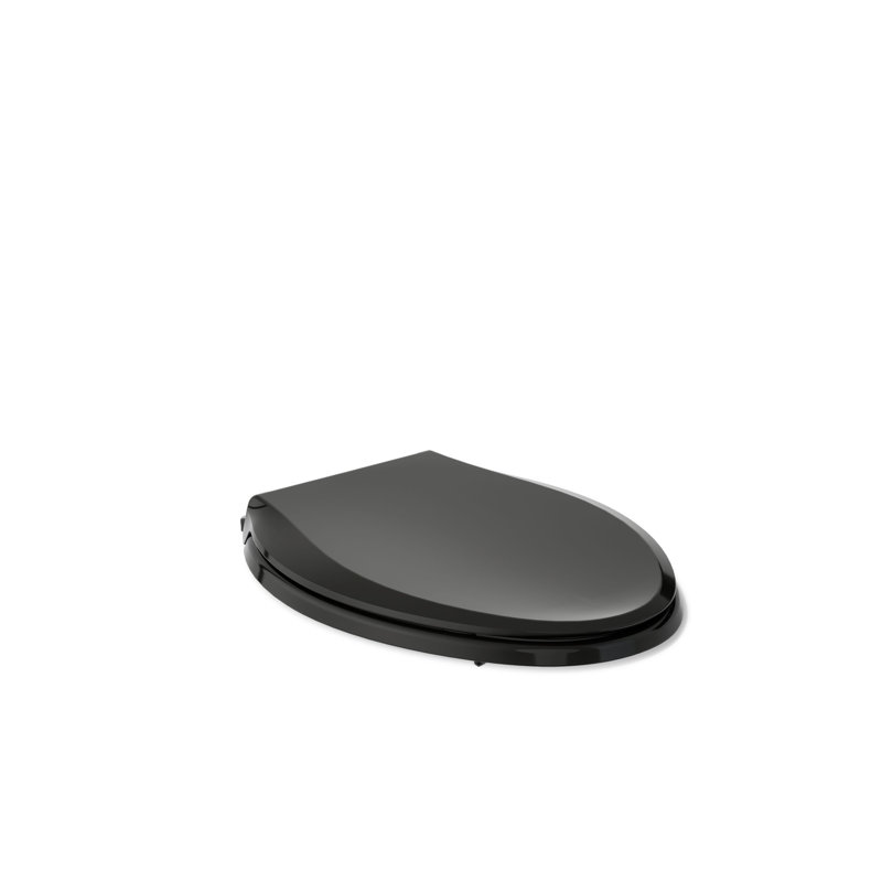 Cachet Quiet-Close with Quick-Attach Hinges and Grip-Tight Elongated Toilet Seat, Black, Ready Latch