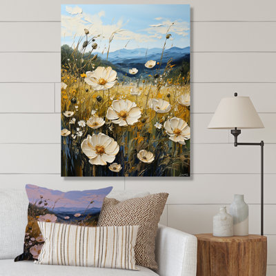 Buttercups Flowers Mountain Landscape sur toile