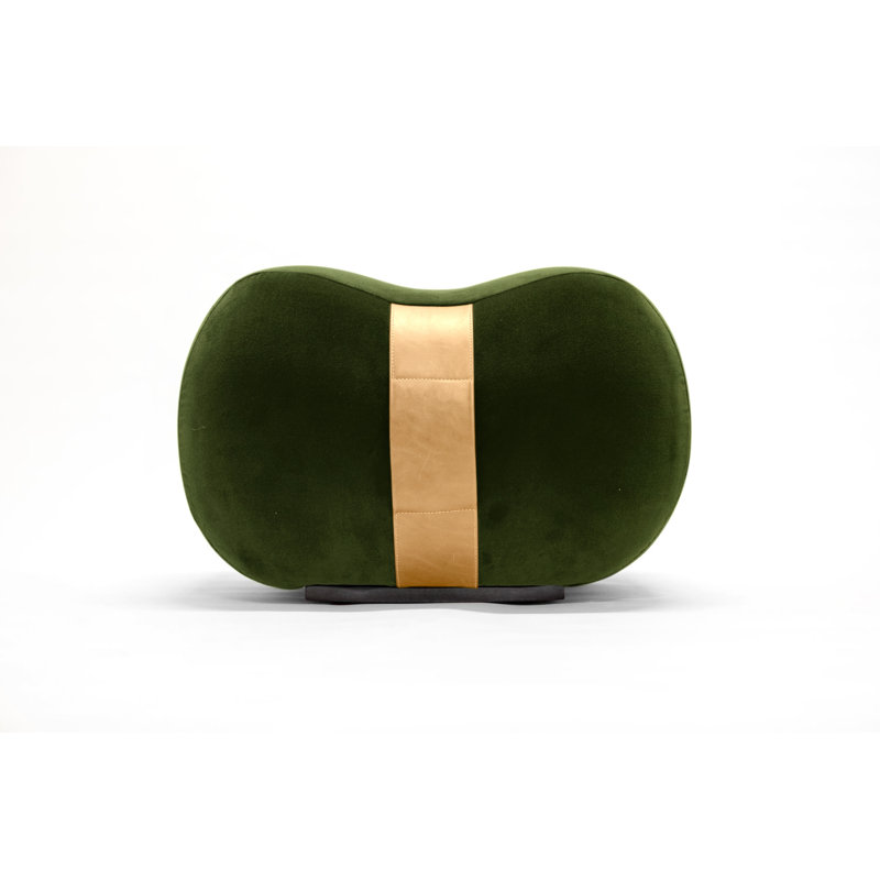Milo Velvet Ottoman, Evergreen/Umber Velvet