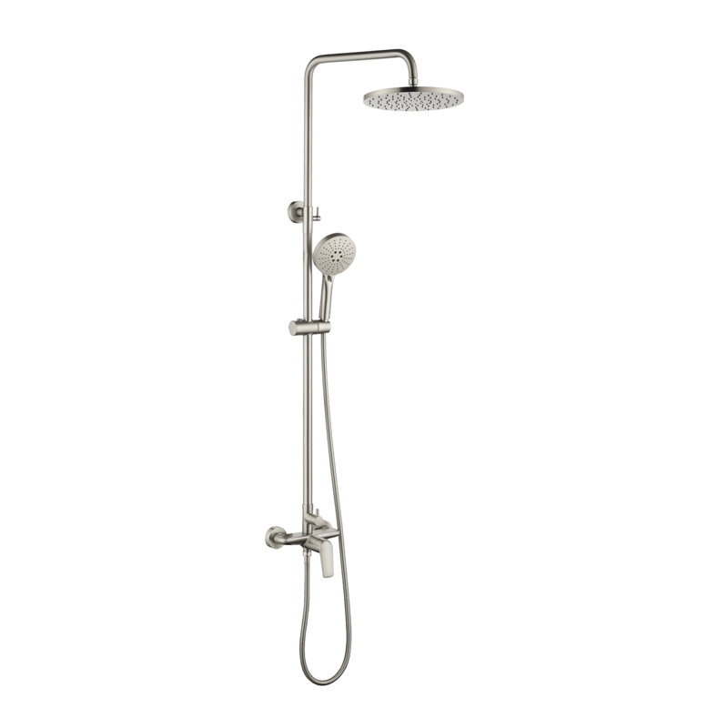 10 Inch Exposed Pipe Shower System With Hand Shower Single Handle Shower Faucet Set Brass Shower Trim Kit With Slide Bar