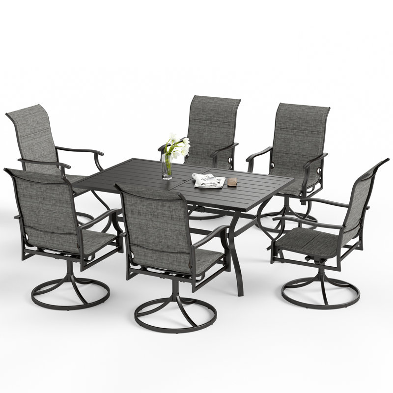 Ensemble de salle à manger pour 6 personnes en métal avec table rectangulaire