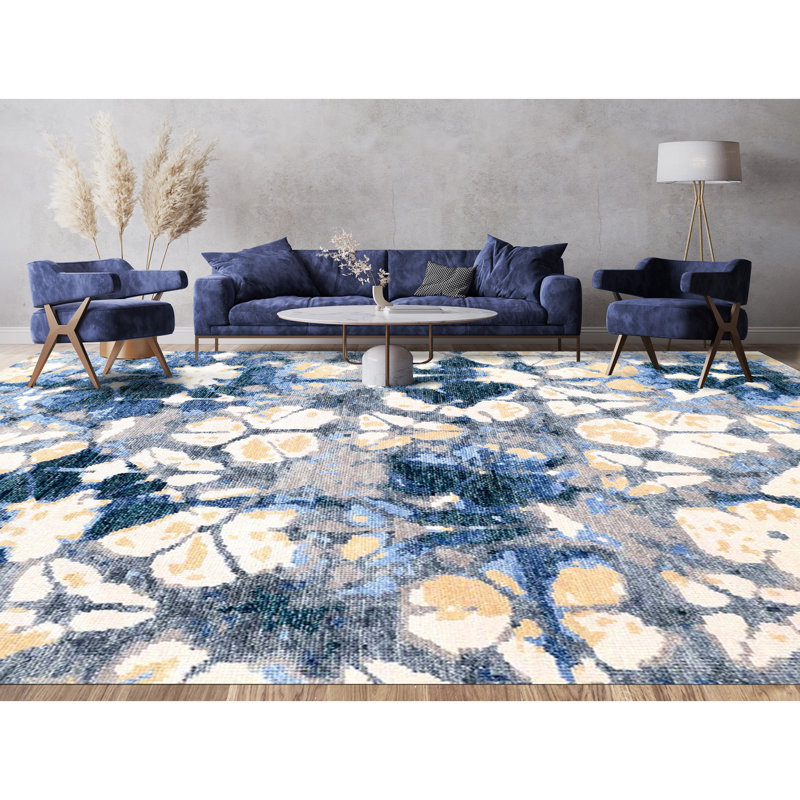Nomad Hand Knotted Floral Area Rug, Rectangle 2' x 3'