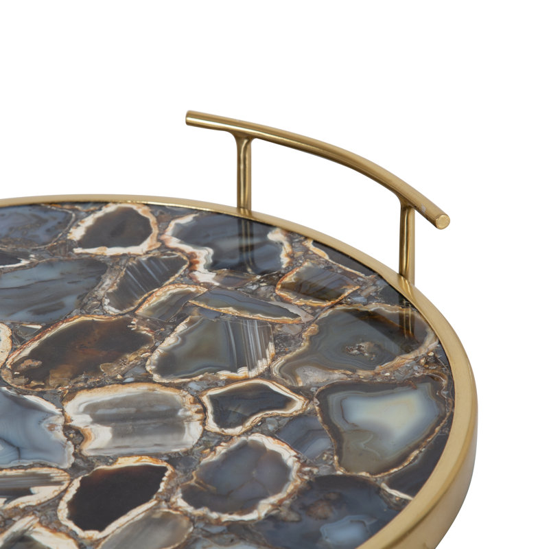 Plateau en marbre Coss, Agate noire / or