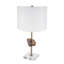 Lampe de table dorée avec tranche d'agate et abat-jour tambour blanc (ampoule non incluse)