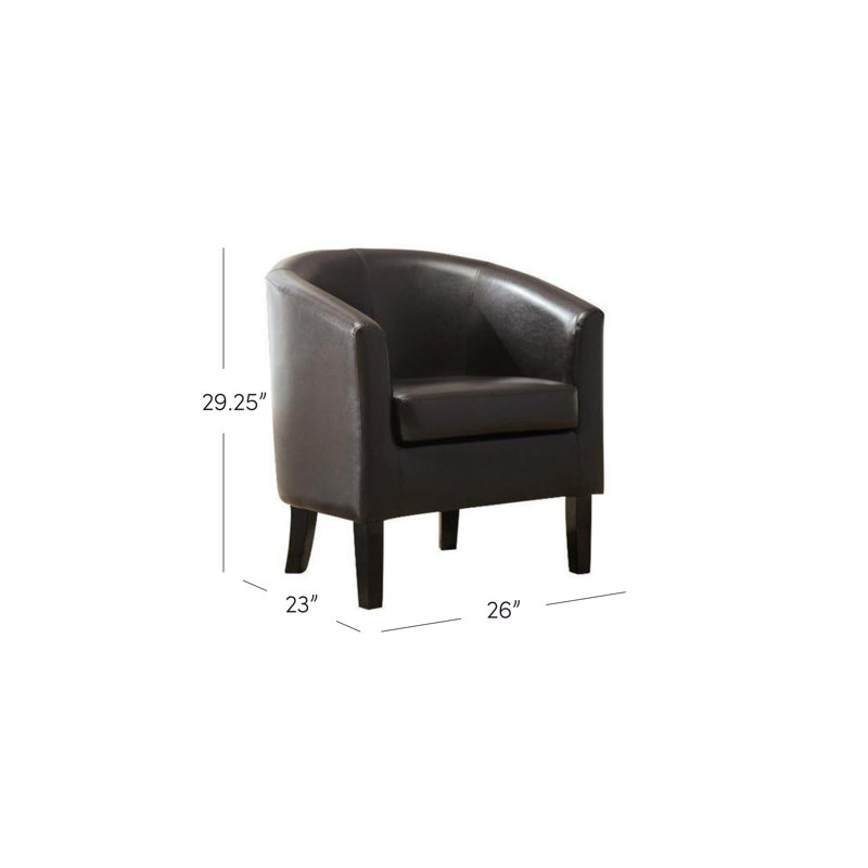 Fauteuil demi-tonneau de 26,77 po Munson, Similicuir noir