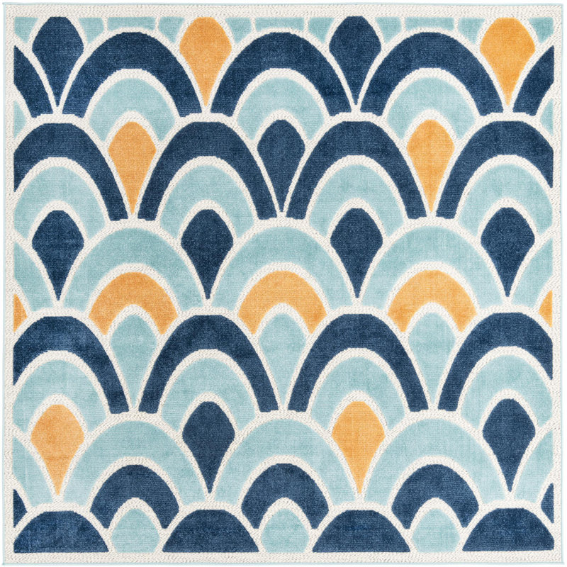 Hayworth Indoor/Outdoor Rug Blue, Square 7'10"