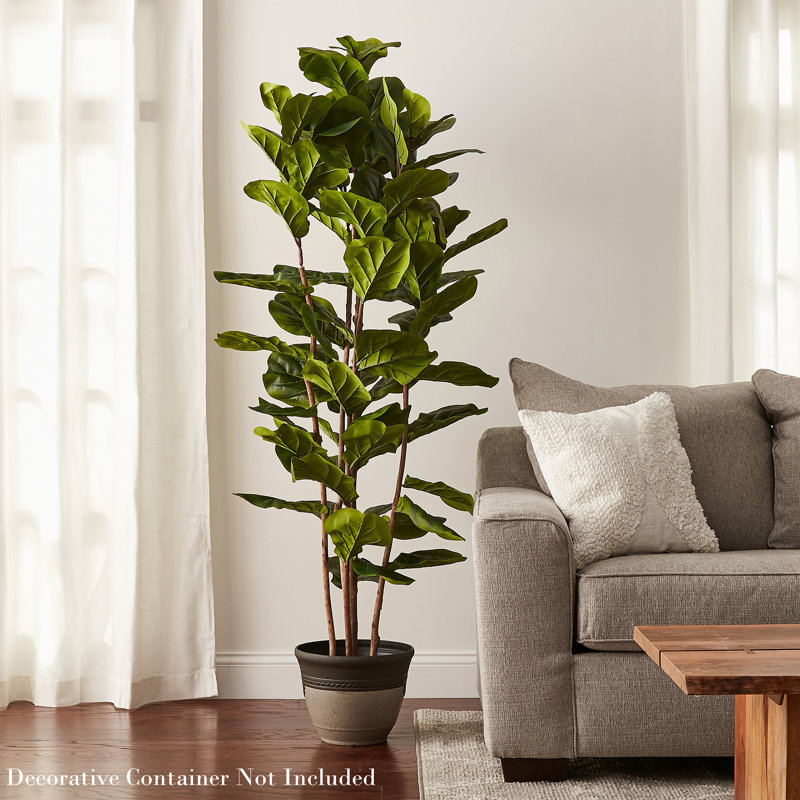 Artificial Fiddle Leaf Fig Tree - 6FT Fake Plant with Pot and Natural Feel Leaves for Home or Office Decor - Artificial Plants Indoor
