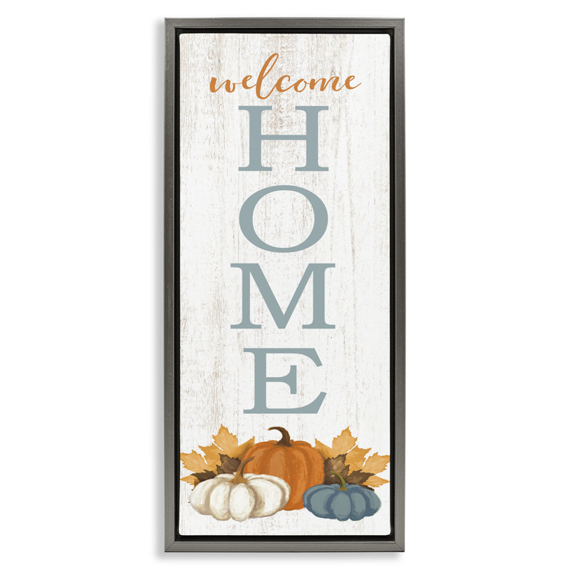 Cadre flottant Welcome Pumpkins & Maple Leaves, conception par Dogwood Portfolio, H 31 po x l 15 po