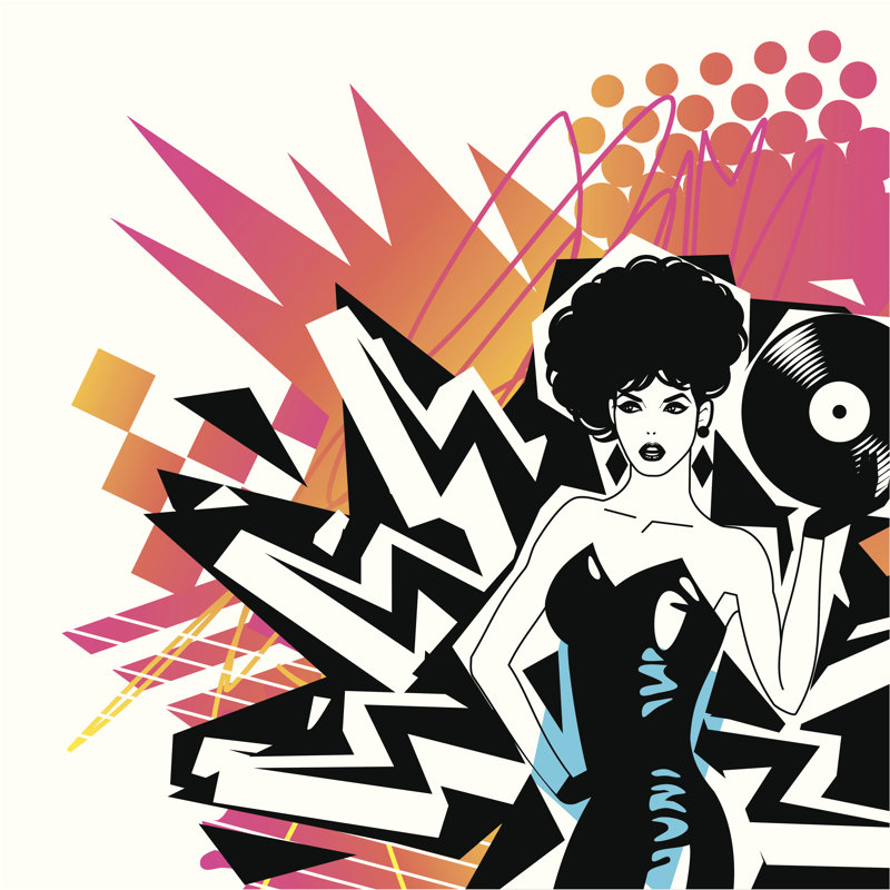 Sexy DJ With Vinyl by Ezepov - Wrapped Canvas Print, 30cm H x 30cm W x 3.8cm D