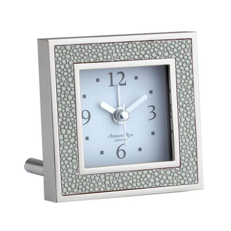 Modern & Contemporary Analog Metal Quartz Movement / Crystal Tabletop Clock with Alarm in Silver