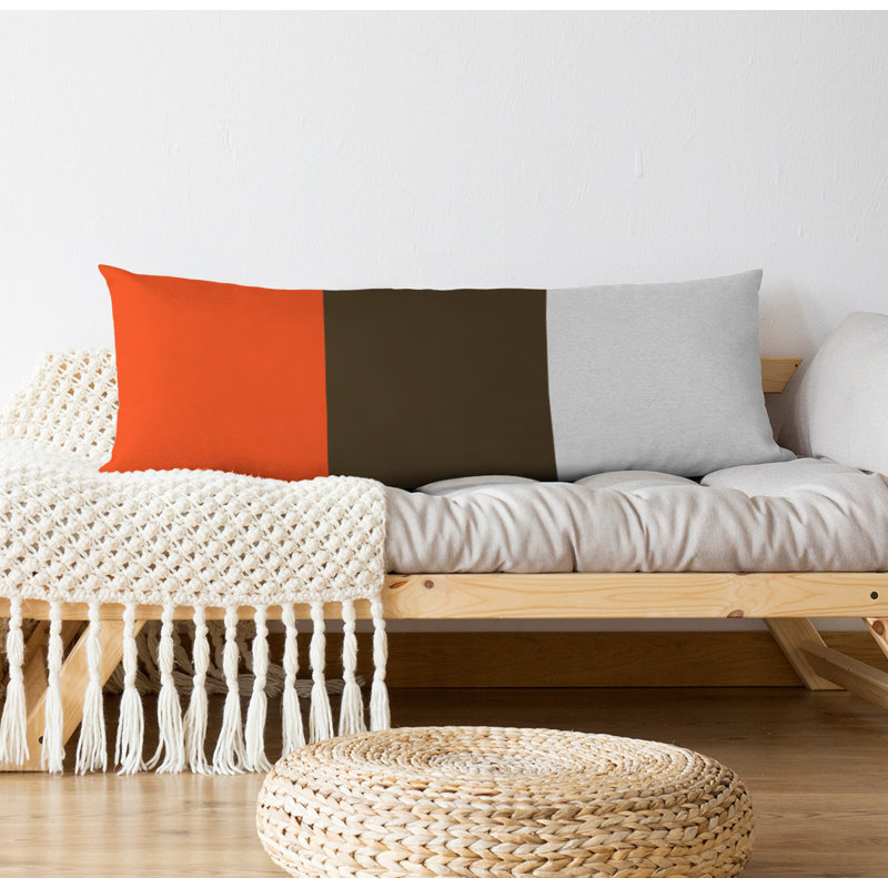 Stripes Medium Polyester/Polyfill Body Pillow, Orange/Brown/Silver, Adames Football