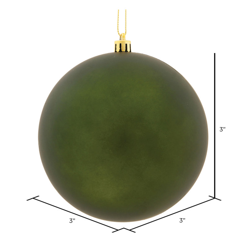 Ornement boule des Fêtes seulement, Vert mousse, H 3 po x l 3 po x P 3 po