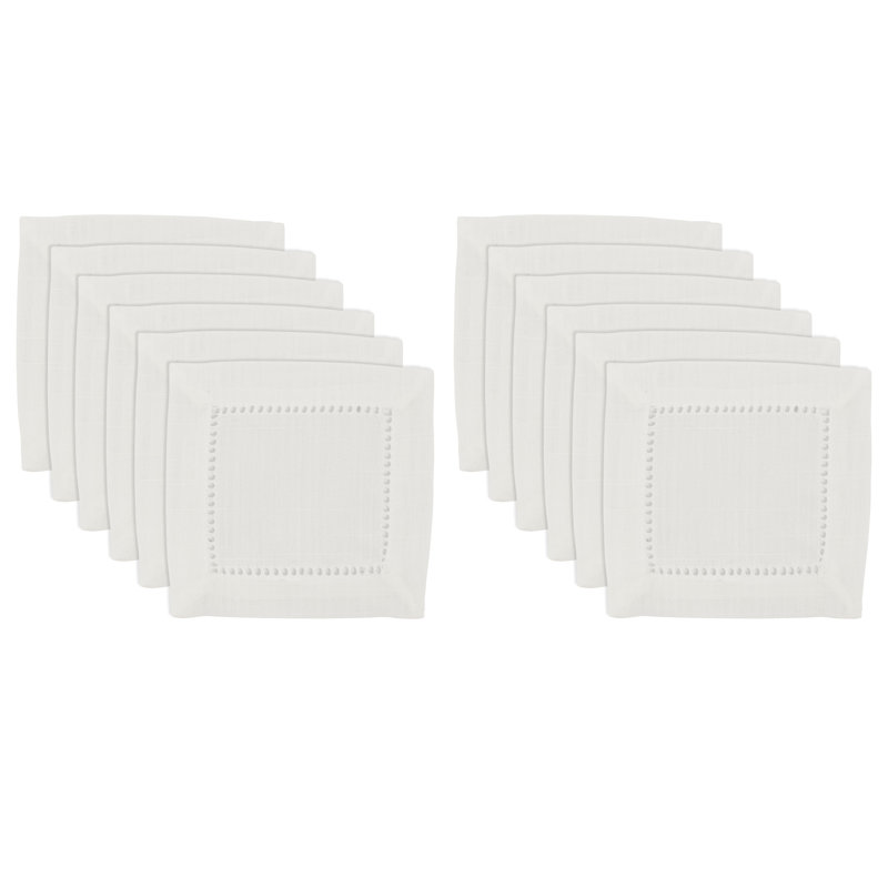 Rowles Hemstitched Border Dinner Napkin, Ivory, 18" L x 18" W