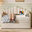 Lit de jour rembourré simple avec couchette escamotable réglable en hauteur, port de charge USB et Type-C et 2 poches latérales, aucun sommier nécessaire, beige-1508466625