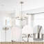 Lustre moderne à 5 lumières avec abat-jour blanc, structure en métal argenté poli pour la salle à manger, îlot de cuisine, salon, luminaire de vestibule, base E26 (ampoules non incluses)