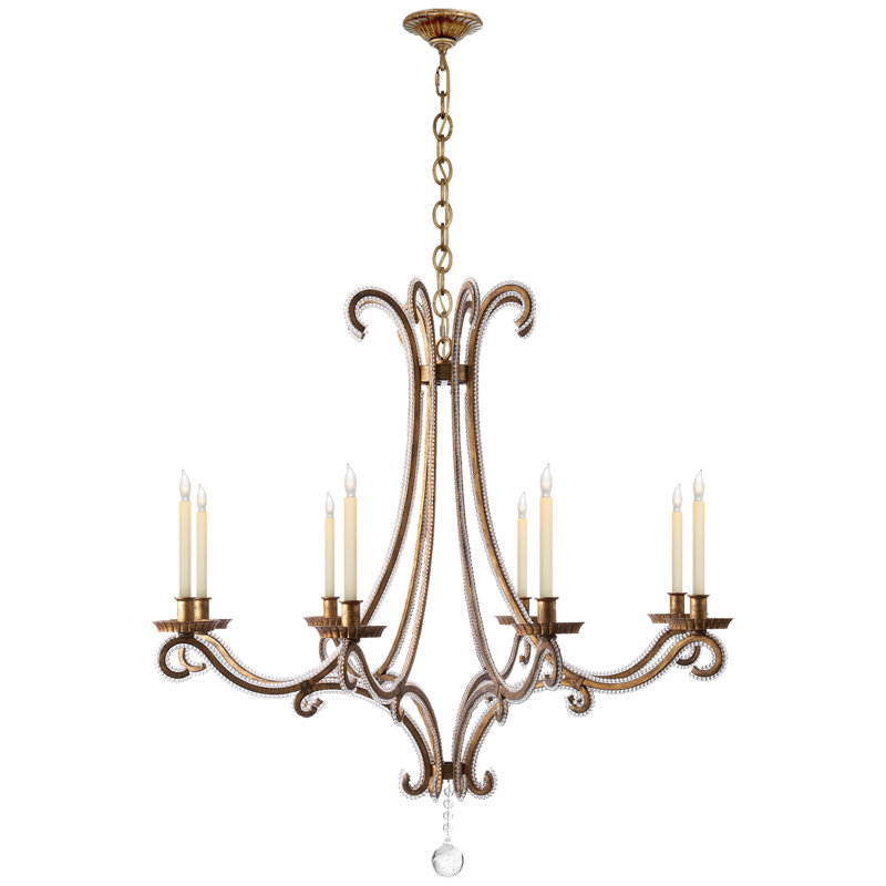 Oslo 8 - Light Glass Chandelier, Golded Iron