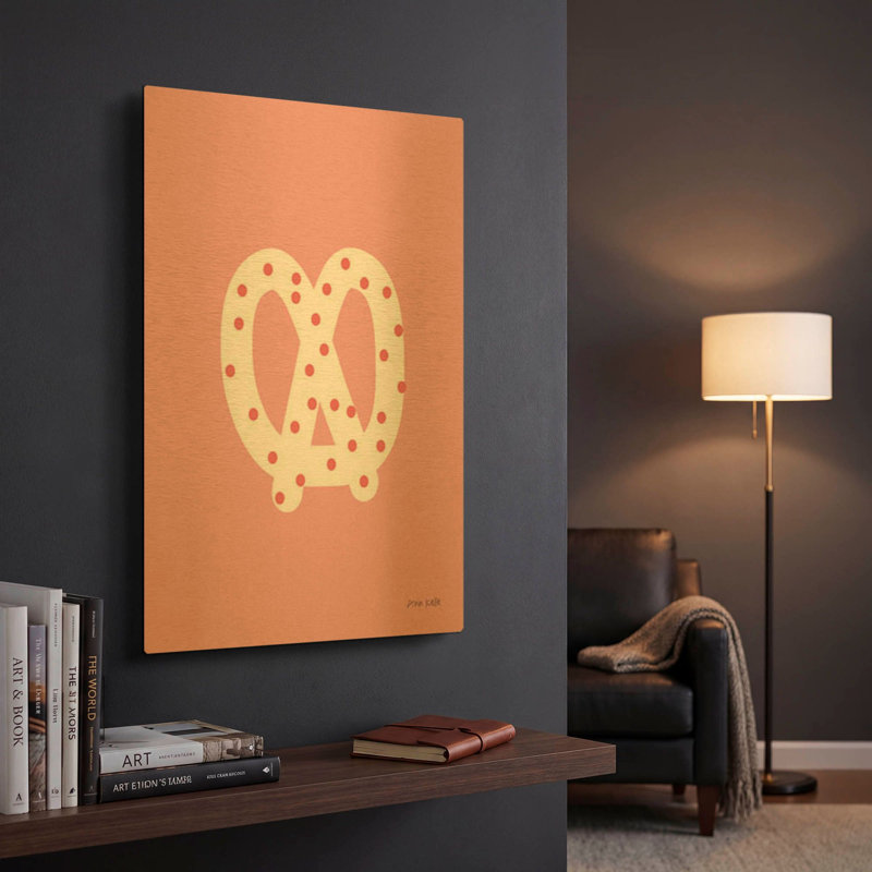 « Pretzel » d'Ann Kelle, tableau mural en métal doré, 30,5 x 40,5 cm, 12 po x 16 po