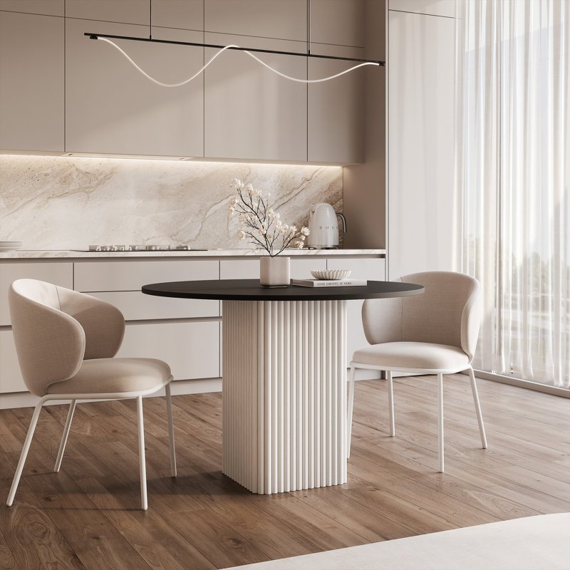 Metal Base Dining Table, black / white