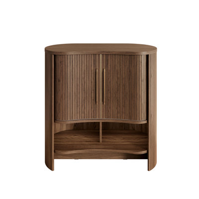 Sarah 32 in. Modern Accent Cabinet in Warm Walnut with Wood Hardware