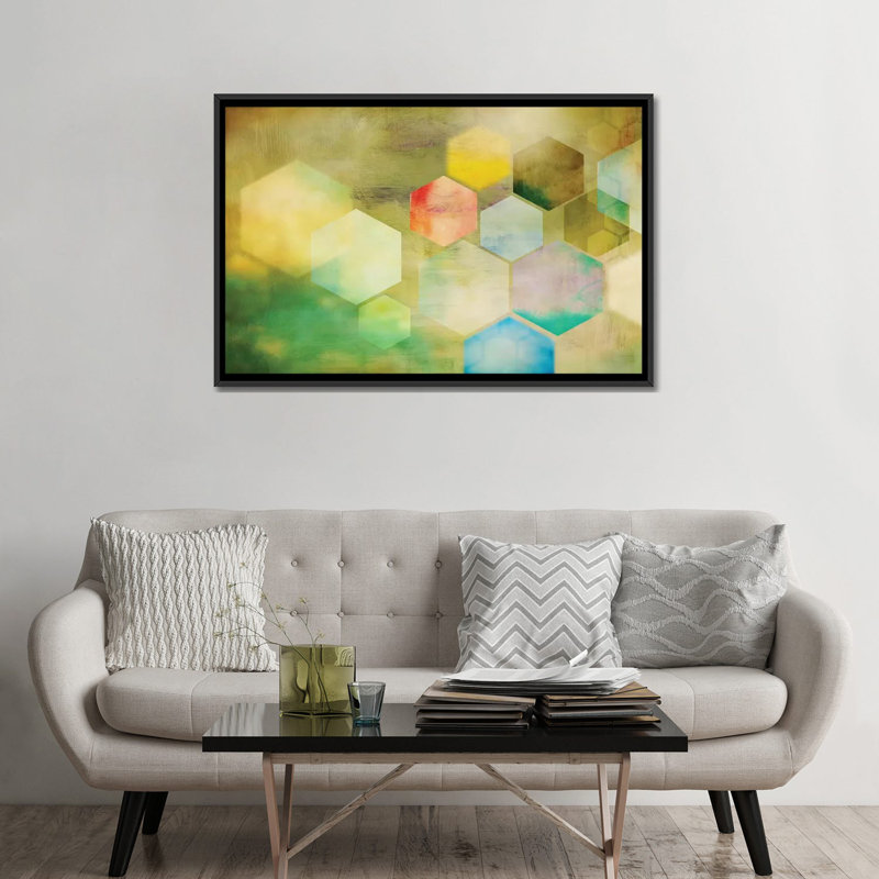 « nid d’abeilles i », impression sur toile, H 18 po x l 26 po x P 1,5 po, Toile avec cadre noir, Pas de tapis