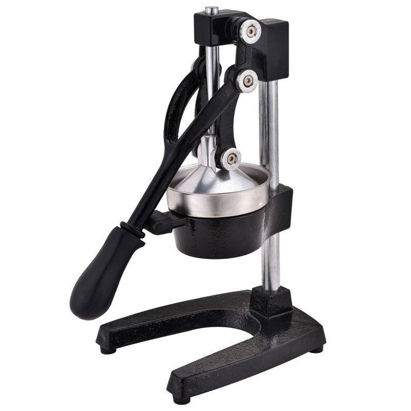 Courant Cast-Iron Professional Hand-Press Citrus Juicer, Heavy-Duty Orange and Lemon Squeezer, Stainless Steel, Black