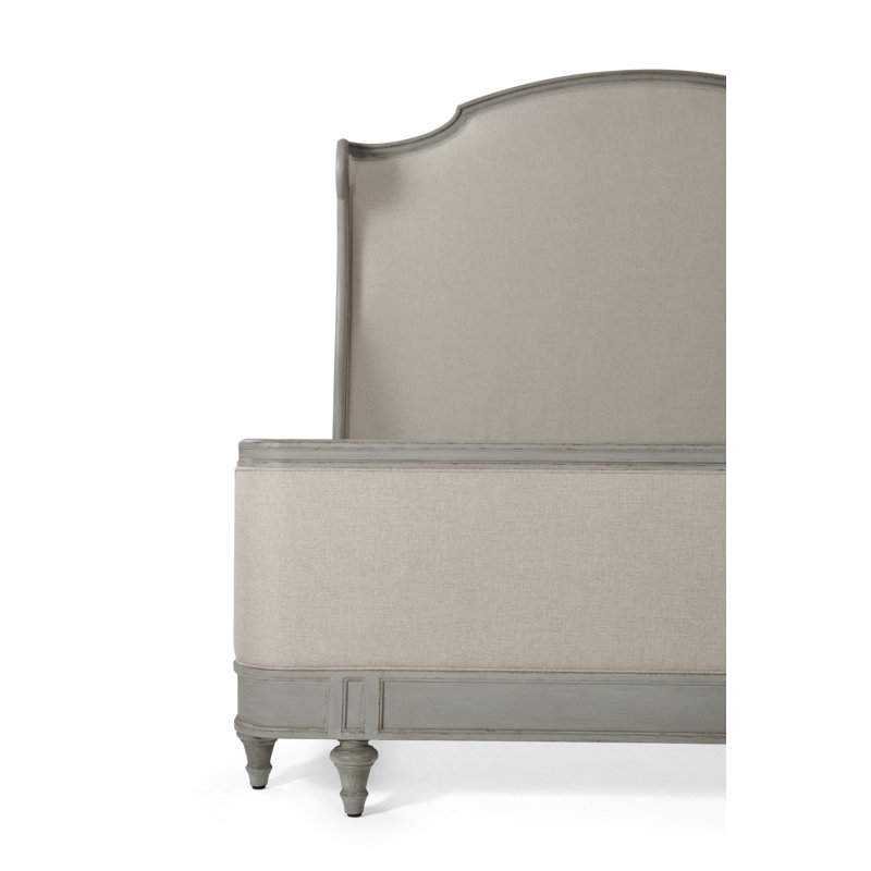 Beige and Brown Upholstered California King Bed with Wood Frame