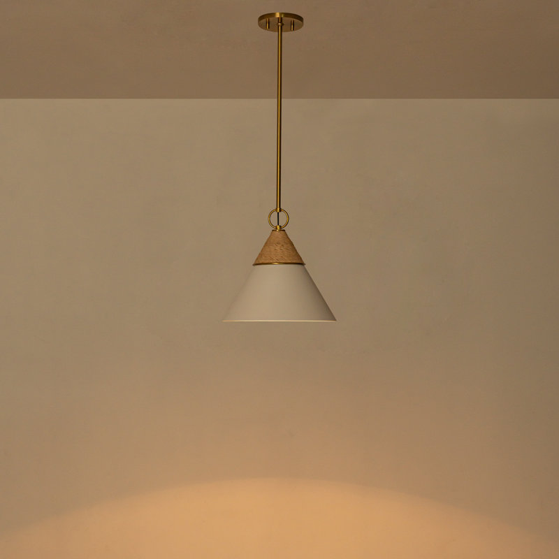 Modern Gold Kitchen Island Pendant Light - 13" & 18.7" Cone Shades with Hand-Woven Jute Rope, Adjustable Height 14"-79", ETL & UL Certified