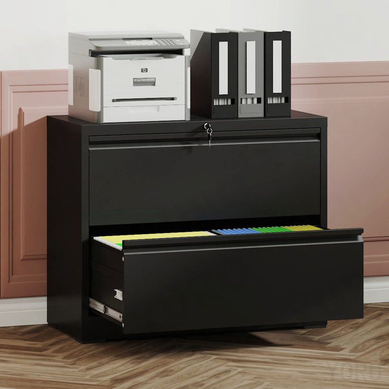 Classeur en métal robuste à 2 tiroirs verrouillable pour bureau - standard, 28.5 cm H x 35.43 cm W x 15.75 cm D