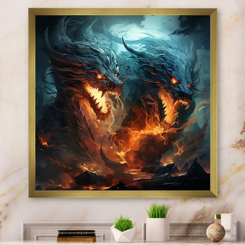 Fire Breathing Dragons Lair II - Dragons, art mural, Toile tendue, H 16 po x l 16 po x P 1 po