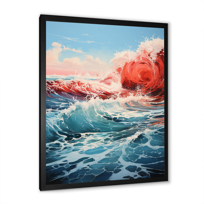 Saphir infini bleu rouge, impression sur toile, H 44 po x l 34 po x P 1,5 po, Cadre photo noir