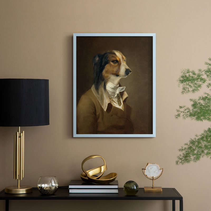 Reproduction encadrée Sir Hound - bois massif, Bleu, H 11 po x l 9 po