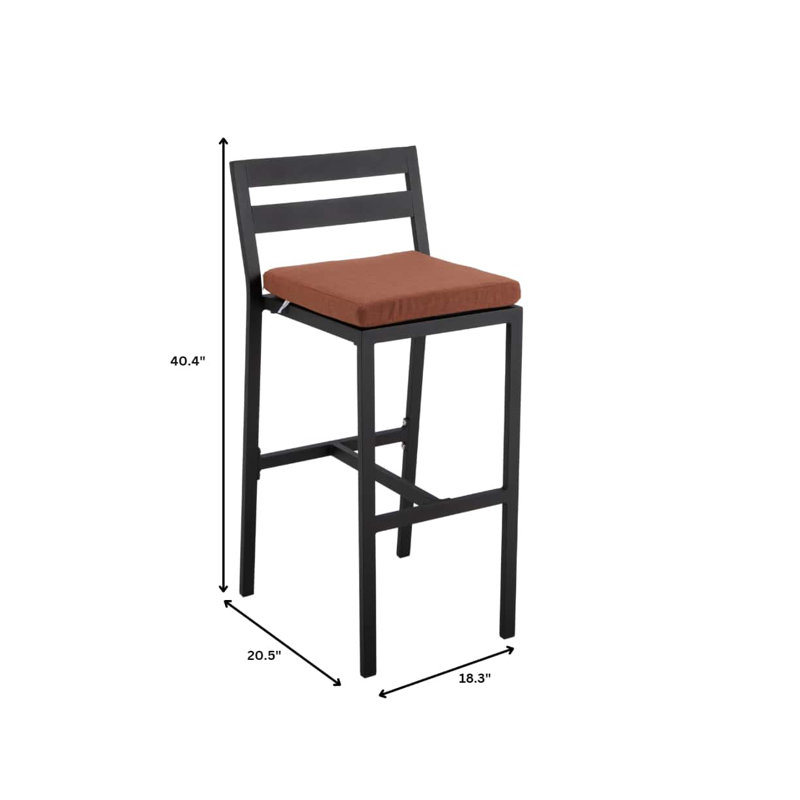 Tabouret de patio avec structure en aluminium thermolaqué et coussin amovible, collection Chelsea, Orange