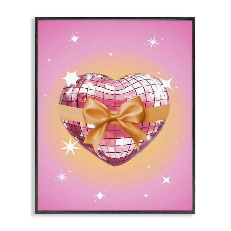 Giclée encadrée en forme de cœur et de ruban, design par Susan Arnot, H 14 po x l 11 po, Giclée encadrée noir minuit