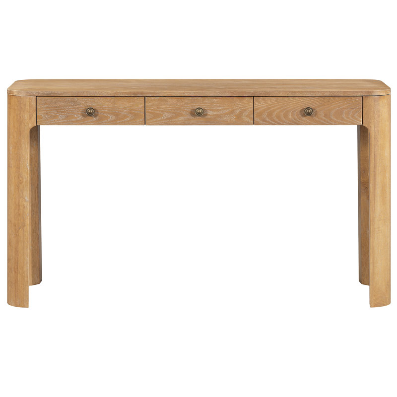 Console rustique avec coins arrondis pour la sécurité, table d'entrée avec 3 tiroirs dissimulés, table de canapé robuste avec des pieds épais