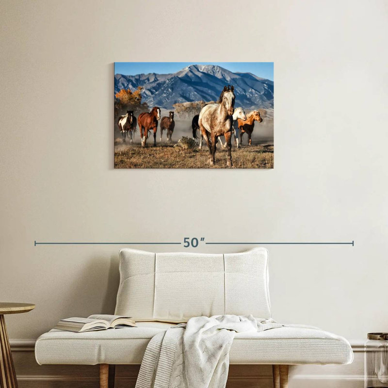 Brampt Running Horses With Mountain Backdrop, 20" H x 30" W