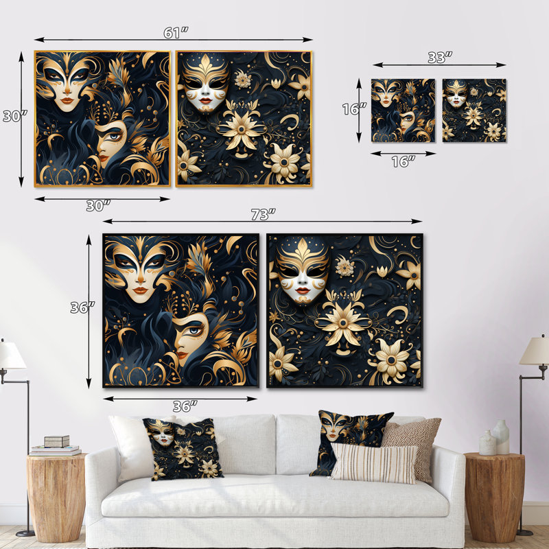 Lierre - Ensemble de 2 collages carrés abstraits, Cadre flottant noir, H 30 po x l 61 po