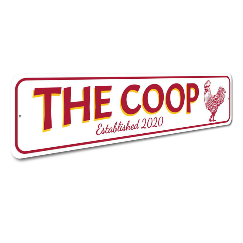 Plaque en aluminium avec poulailler, H 6 po x l 24 po x P 0,06 po
