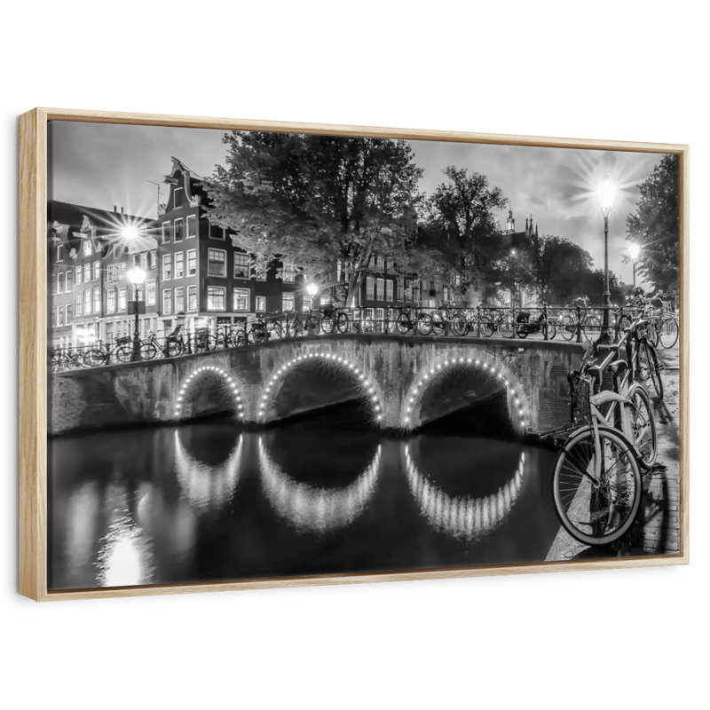 Vue moderne Amsterdam, Cadre flottant en bois naturel, 37 po x 25 po